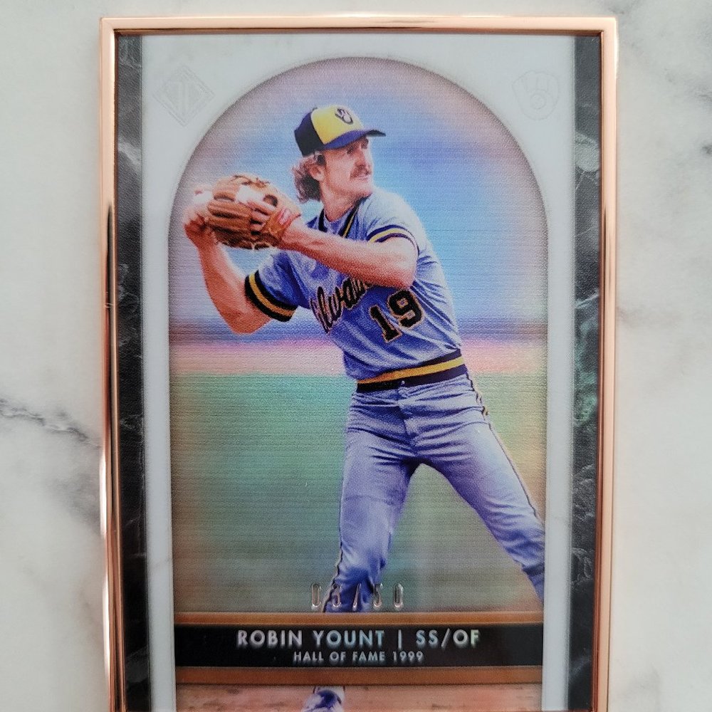 Topps 2020 Baseball Robin Yount  #'d /50 Transcedent Baseball (gold framed card)